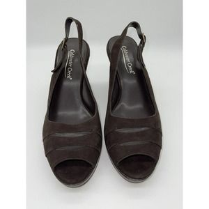 Coldwater Creek Shoes Size 9M Women’s Heels Wedge Sandals Brown Leather Upper